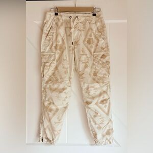 Polo Ralph Lauren Southwestern Print Cargo Jogger Pants Cream Tan Boho Utility